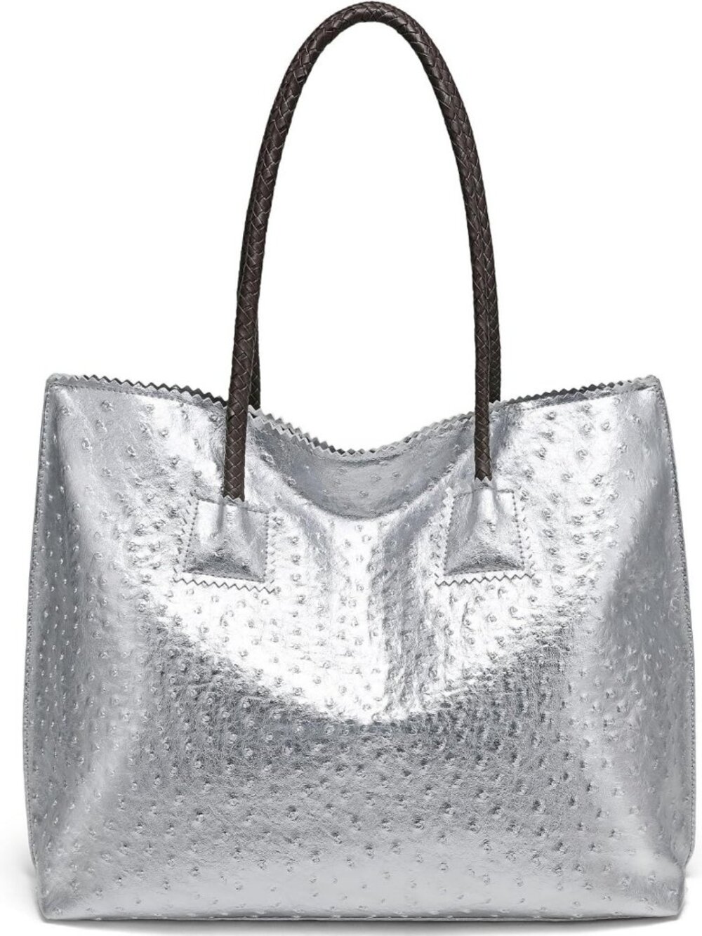 Stylish Large Ostrich Leather Tote Bag for Women - Versatile Travel Shoulder
